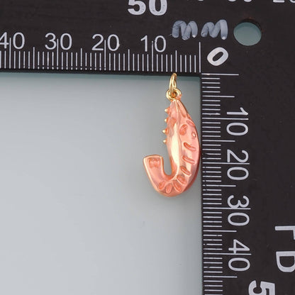 Gold Ocean Charms,18K Gold Filled Shrimp Pendant,Enamel Shrimp Charm Bracelet Necklace for DIY Jewelry Making Supply