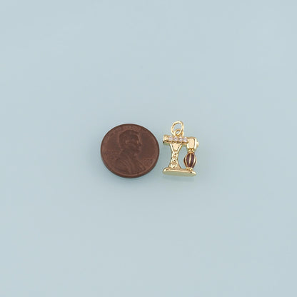 18K Gold Filled Sewing Machine Pendant,Enamel Sewing Machine Charm Bracelet Necklace for DIY Jewelry Making Supply