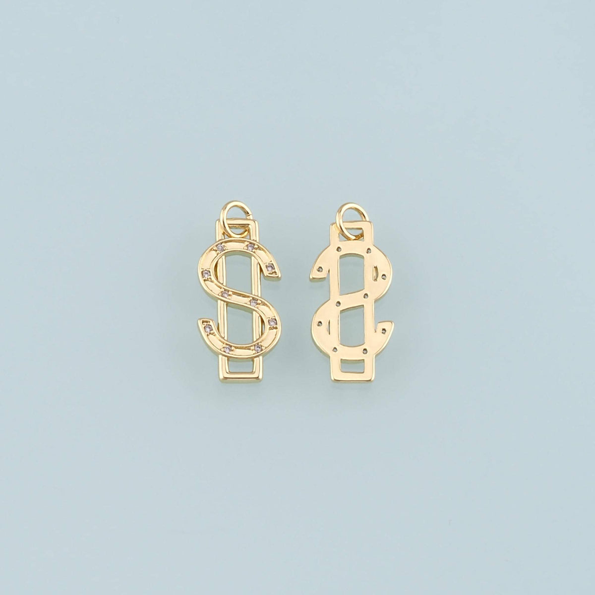 Gold Dollar Charms,18K Gold Filled Money Pendant,CZ Micro Pave Dollar Charm Bracelet Necklace for DIY Jewelry Making Supply