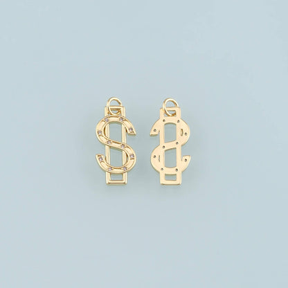 Gold Dollar Charms,18K Gold Filled Money Pendant,CZ Micro Pave Dollar Charm Bracelet Necklace for DIY Jewelry Making Supply
