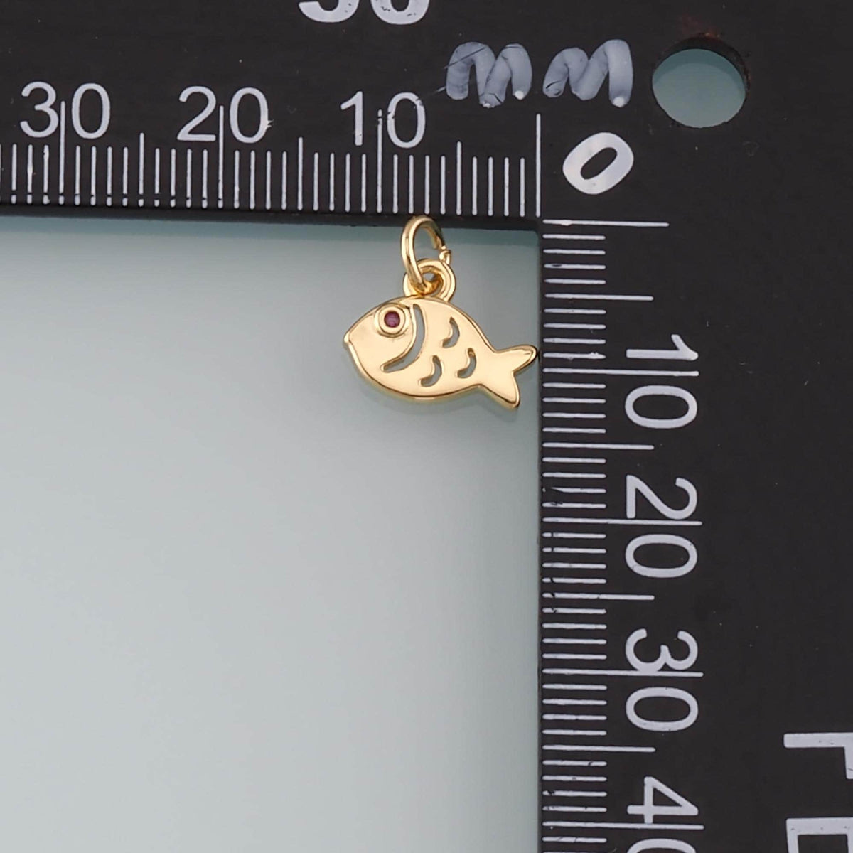 Gold Fish Charms,18K Gold Filled Fish Pendant,CZ Micro Pave Fish Charm Bracelet Necklace for DIY Jewelry Making Supply