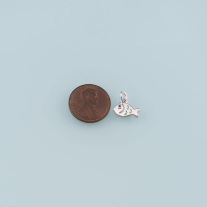 Gold Fish Charms,18K Gold Filled Fish Pendant,CZ Micro Pave Fish Charm Bracelet Necklace for DIY Jewelry Making Supply