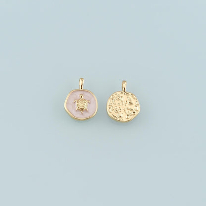 Gold Ocean Charms,18K Gold Filled Turtle Pendant,Enamel Turtle Charm Bracelet Necklace for DIY Jewelry Making Supply