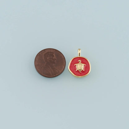 Gold Ocean Charms,18K Gold Filled Turtle Pendant,Enamel Turtle Charm Bracelet Necklace for DIY Jewelry Making Supply