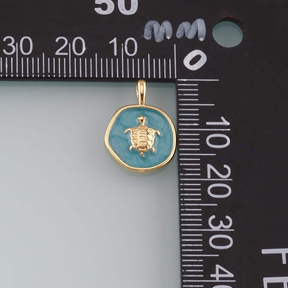 Gold Ocean Charms,18K Gold Filled Turtle Pendant,Enamel Turtle Charm Bracelet Necklace for DIY Jewelry Making Supply