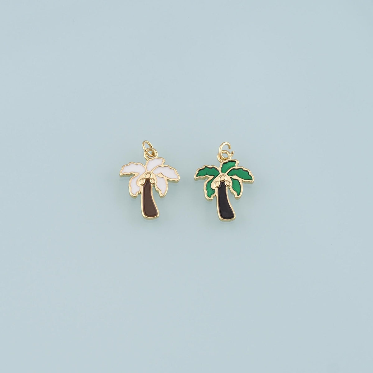 Gold Palm Tree Charms,18K Gold Filled Palm tree Pendant,Enamel coconut tree Charm Bracelet Necklace for DIY Jewelry Making Su