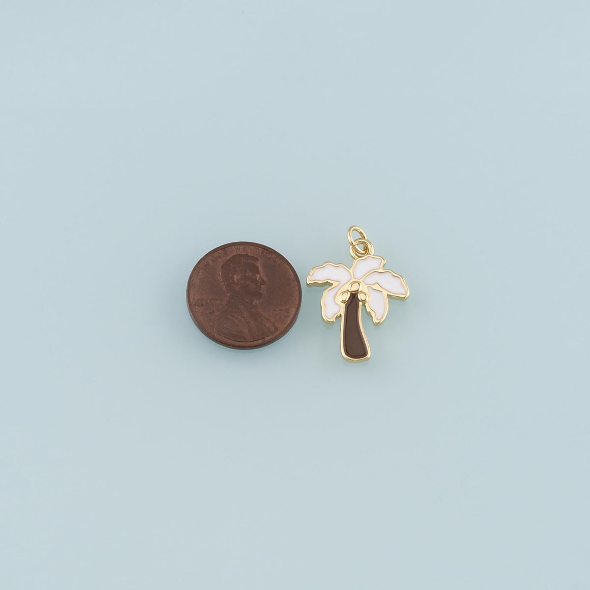 Gold Palm Tree Charms,18K Gold Filled Palm tree Pendant,Enamel coconut tree Charm Bracelet Necklace for DIY Jewelry Making Su