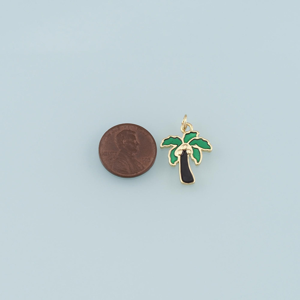 Gold Palm Tree Charms,18K Gold Filled Palm tree Pendant,Enamel coconut tree Charm Bracelet Necklace for DIY Jewelry Making Su