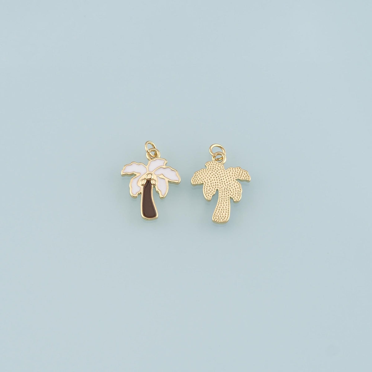 Gold Palm Tree Charms,18K Gold Filled Palm tree Pendant,Enamel coconut tree Charm Bracelet Necklace for DIY Jewelry Making Su