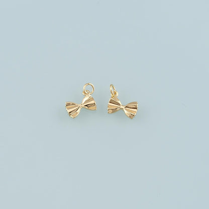 Gold Bow Charm,18K Gold Filled Bow Pendant,Bow Tie Charm Bracelet Necklace for DIY Jewelry Making Supply