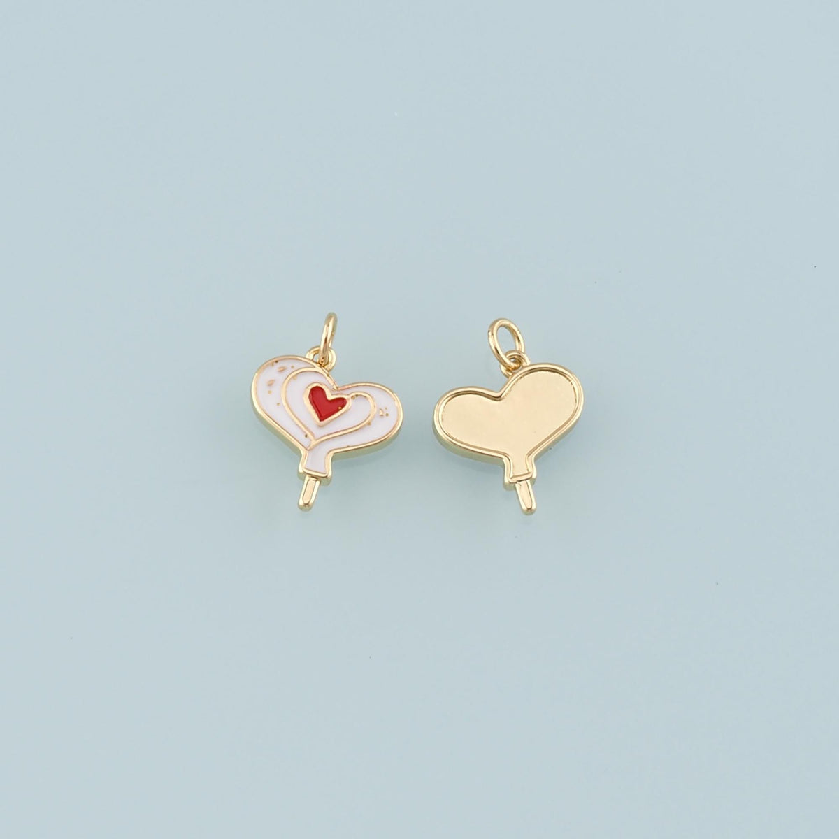 18K Gold Filled Heart Pendant,Enamel Heart Charm Bracelet Necklace for DIY Jewelry Making Supply