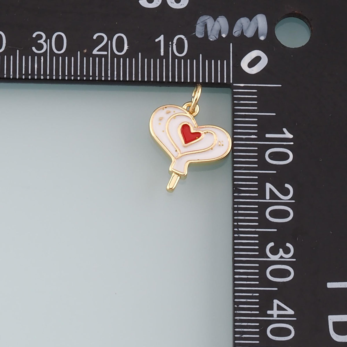 18K Gold Filled Heart Pendant,Enamel Heart Charm Bracelet Necklace for DIY Jewelry Making Supply