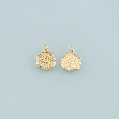 Gold Eye Charm,18K Gold Filled Evil Eye Pendant,Eyelash Charm Bracelet Necklace for DIY Jewelry Making Supply