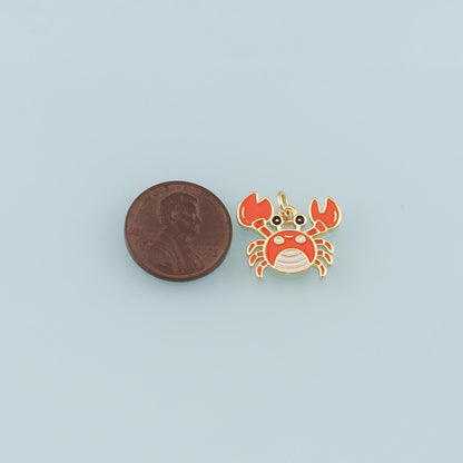 Gold Marine Life Charms,18K Gold Filled Crab Pendant,Enamel Crab Charms Bracelet Necklace for DIY Jewelry Making Supply