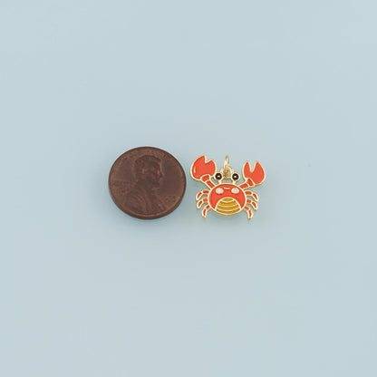 Gold Marine Life Charms,18K Gold Filled Crab Pendant,Enamel Crab Charms Bracelet Necklace for DIY Jewelry Making Supply