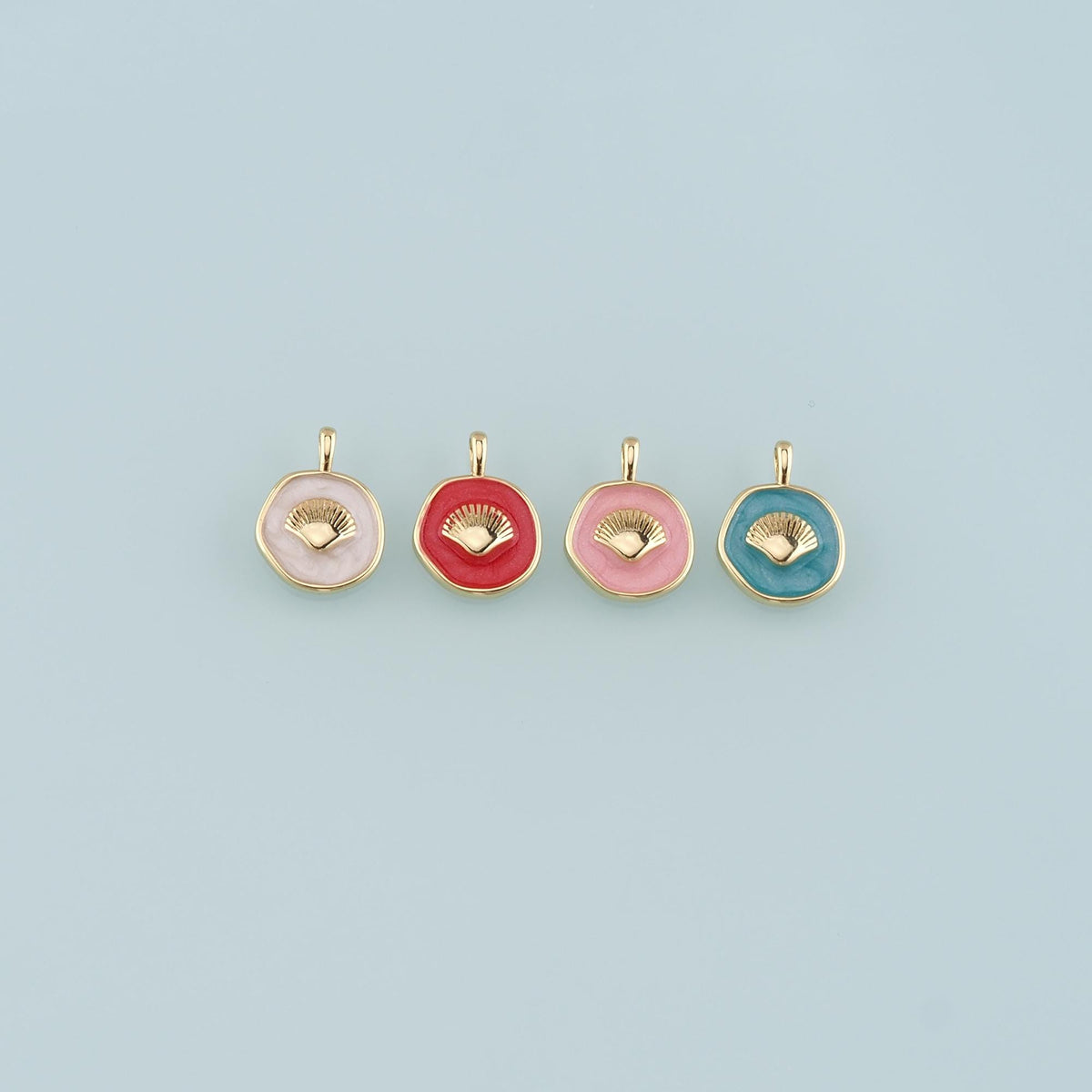 Gold Shell Charms,18K Gold Filled Scallop Pendant,Enamel Conch Shell Charm Bracelet Necklace for DIY Jewelry Making Supply