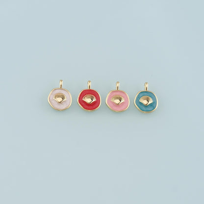 Gold Shell Charms,18K Gold Filled Scallop Pendant,Enamel Conch Shell Charm Bracelet Necklace for DIY Jewelry Making Supply