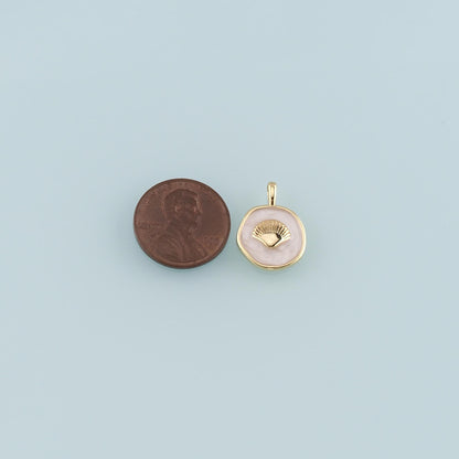 Gold Shell Charms,18K Gold Filled Scallop Pendant,Enamel Conch Shell Charm Bracelet Necklace for DIY Jewelry Making Supply