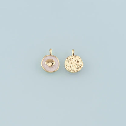 Gold Shell Charms,18K Gold Filled Scallop Pendant,Enamel Conch Shell Charm Bracelet Necklace for DIY Jewelry Making Supply
