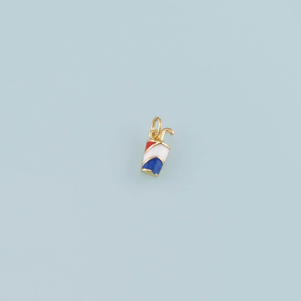 18K Gold Filled Drinks Pendant,Enamel Drinks Charm Bracelet Necklace for DIY Jewelry Making Supply