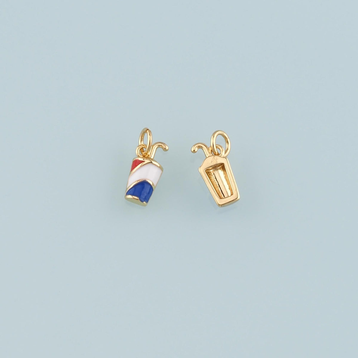 18K Gold Filled Drinks Pendant,Enamel Drinks Charm Bracelet Necklace for DIY Jewelry Making Supply