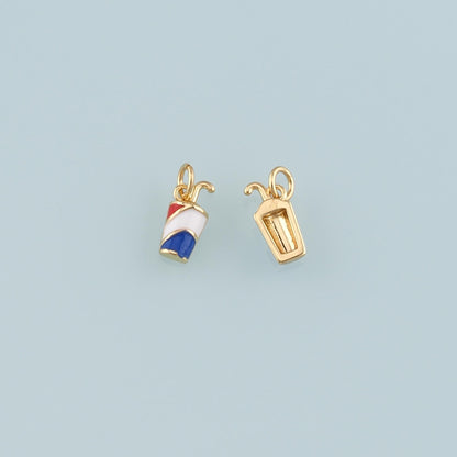 18K Gold Filled Drinks Pendant,Enamel Drinks Charm Bracelet Necklace for DIY Jewelry Making Supply