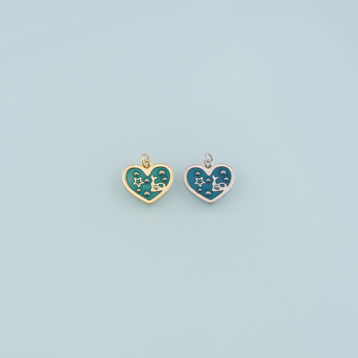 18K Gold Filled Heart Pendant,Enamel Heart Charm Bracelet Necklace for DIY Jewelry Making Supply
