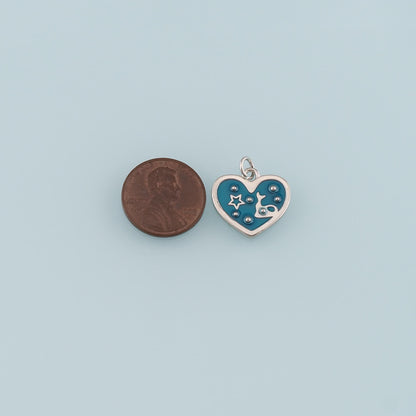18K Gold Filled Heart Pendant,Enamel Heart Charm Bracelet Necklace for DIY Jewelry Making Supply