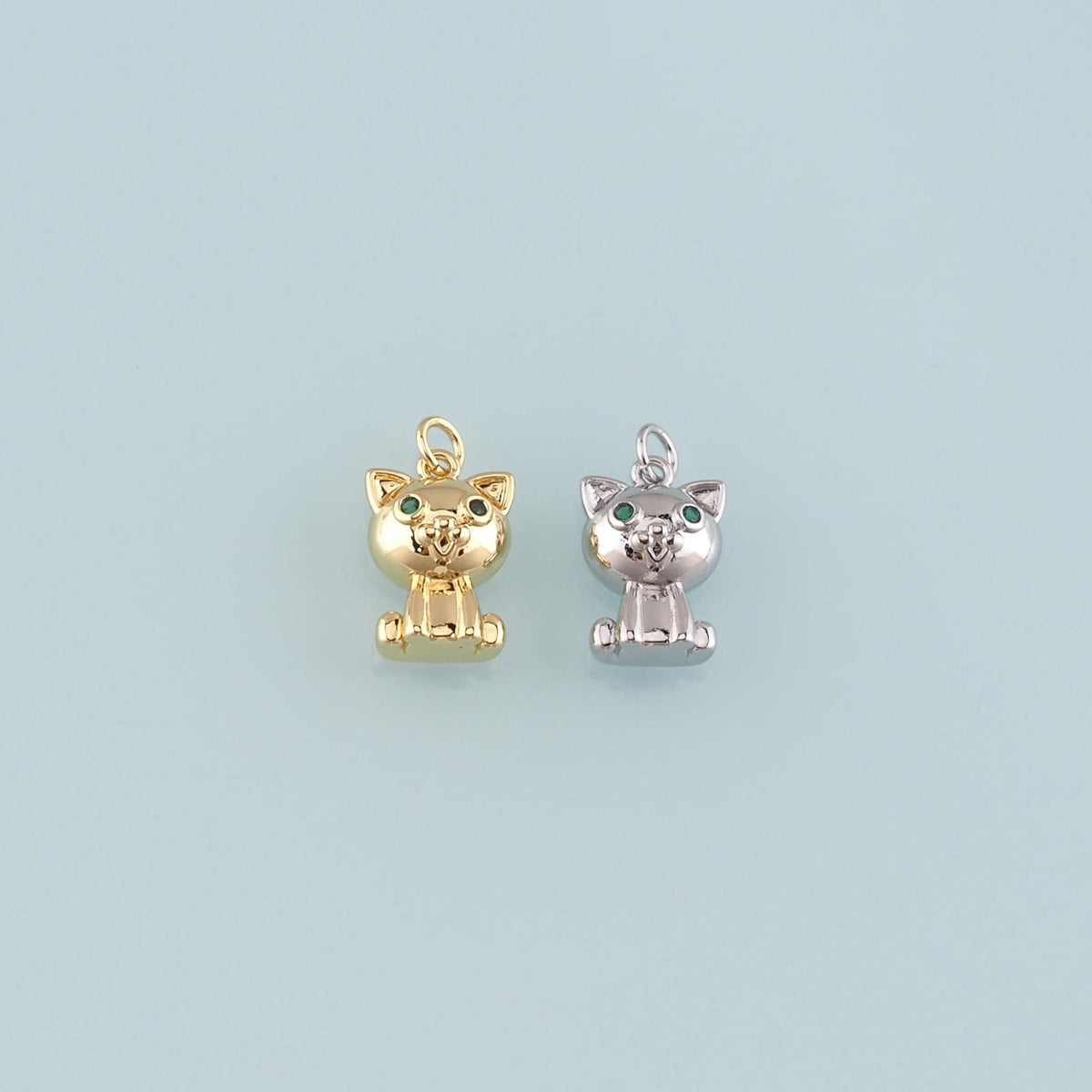 Gold Animal Charms,18K Gold Filled Cat Pendant,Cat Charm Bracelet Necklace for DIY Jewelry Making Supply