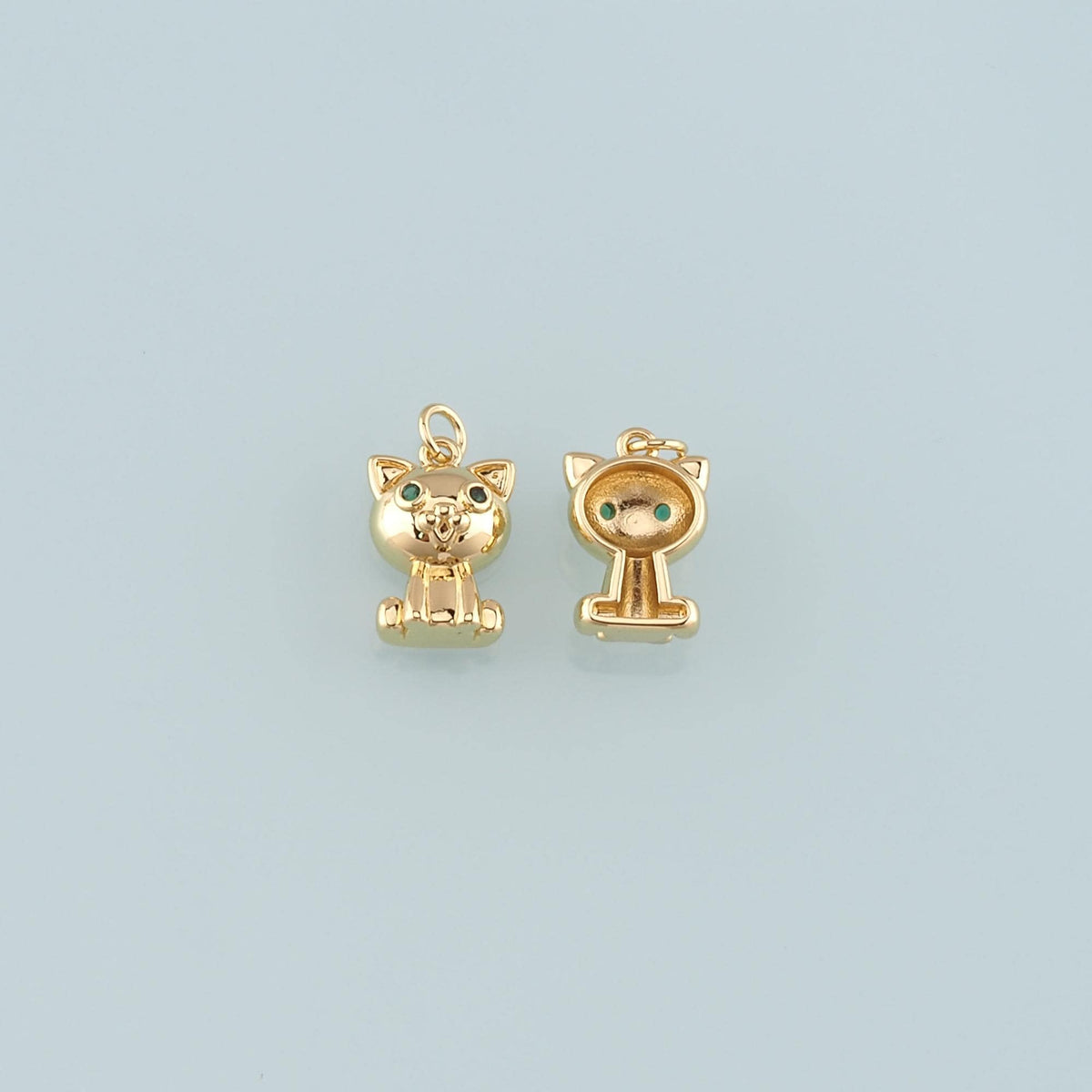 Gold Animal Charms,18K Gold Filled Cat Pendant,Cat Charm Bracelet Necklace for DIY Jewelry Making Supply