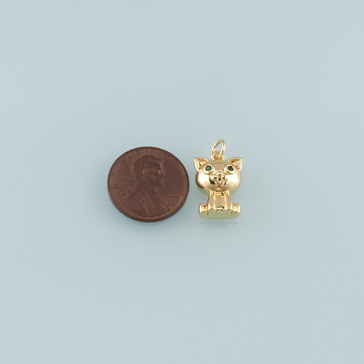 Gold Animal Charms,18K Gold Filled Cat Pendant,Cat Charm Bracelet Necklace for DIY Jewelry Making Supply