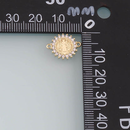 18K Gold Filled Benedict Connector,CZ Micro Pave Benedict Charm Bracelet Necklace for DIY Jewelry Making Supply