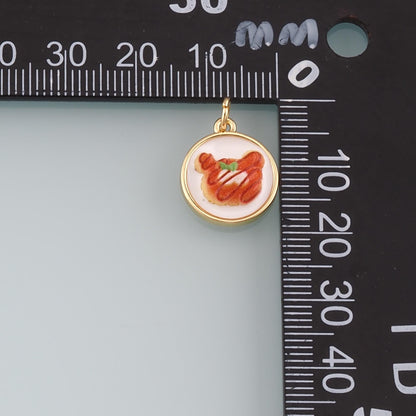 Gold Food Charms,18K Gold Filled Bread Pendant,Dainty French Bread Charm Bracelet Necklace for DIY Jewelry Making Supply