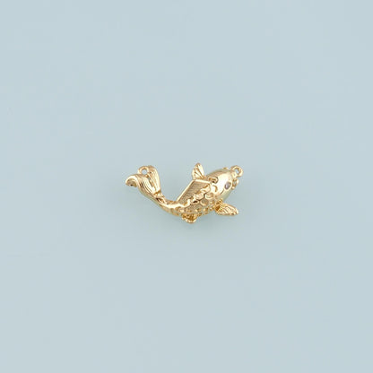 Gold Fish Charms,18K Gold Filled Fish Pendant,Fish Charm Bracelet Necklace for DIY Jewelry Making Supply