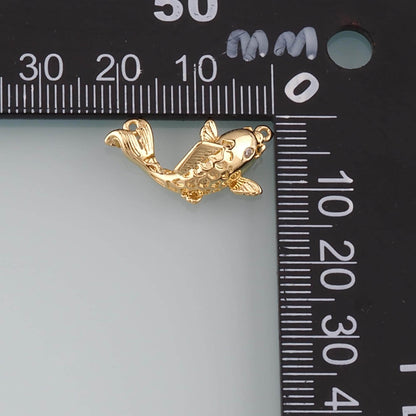 Gold Fish Charms,18K Gold Filled Fish Pendant,Fish Charm Bracelet Necklace for DIY Jewelry Making Supply
