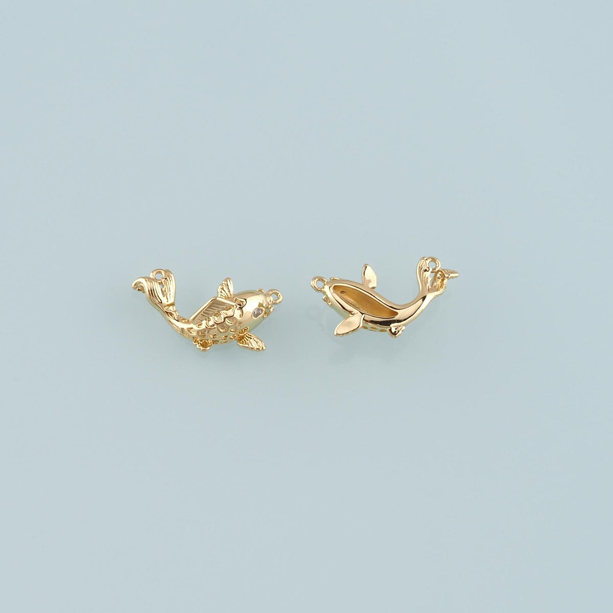 Gold Fish Charms,18K Gold Filled Fish Pendant,Fish Charm Bracelet Necklace for DIY Jewelry Making Supply