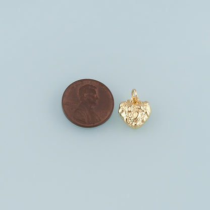 18K Gold Filled Heart Charm Pendant for Jewelry Making