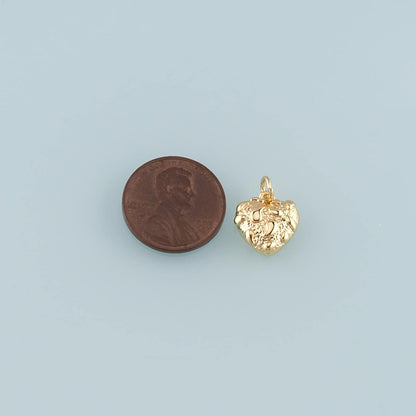 18K Gold Filled Heart Pendant,Heart Charm Bracelet Necklace for DIY Jewelry Making Supply