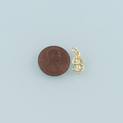 Gold Dollar Charms,18K Gold Filled Money Pendant,CZ Micro Pave Dollar Charm Bracelet Necklace for DIY Jewelry Making Supply