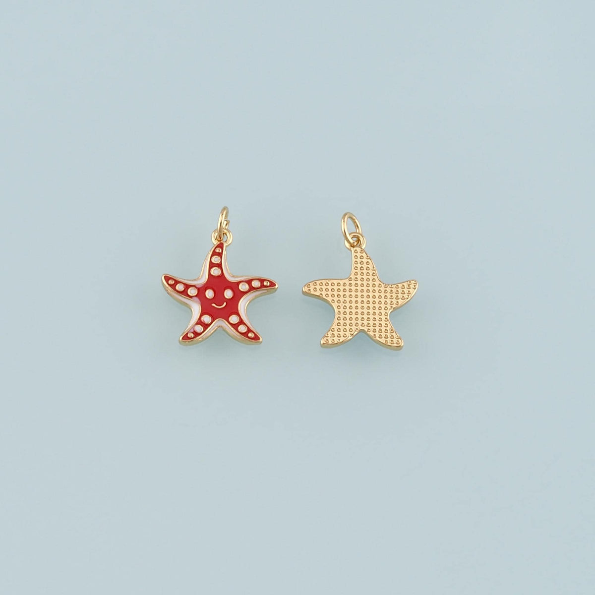 Gold Starfish Charms,18K Gold Filled Sea star Pendant,Enamel Starfish Charm Bracelet Necklace for DIY Jewelry Making Supply