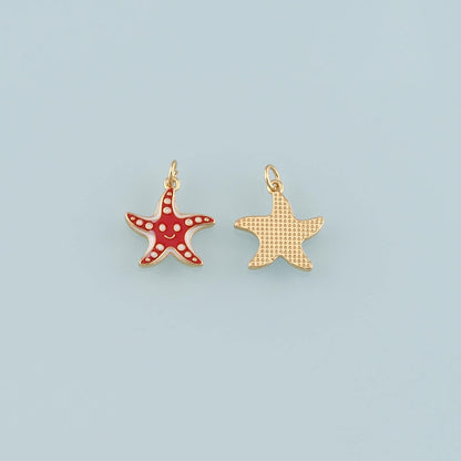 Gold Starfish Charms,18K Gold Filled Sea star Pendant,Enamel Starfish Charm Bracelet Necklace for DIY Jewelry Making Supply