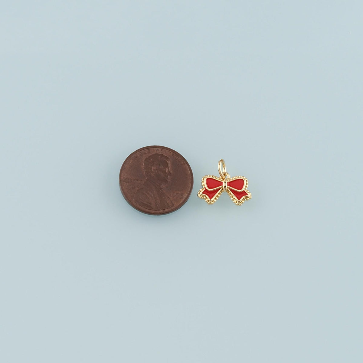 Gold Bow Charms,18K Gold Filled Bow Pendant,Enamel Bow Tie Charm Bracelet Necklace for DIY Jewelry Making Supply