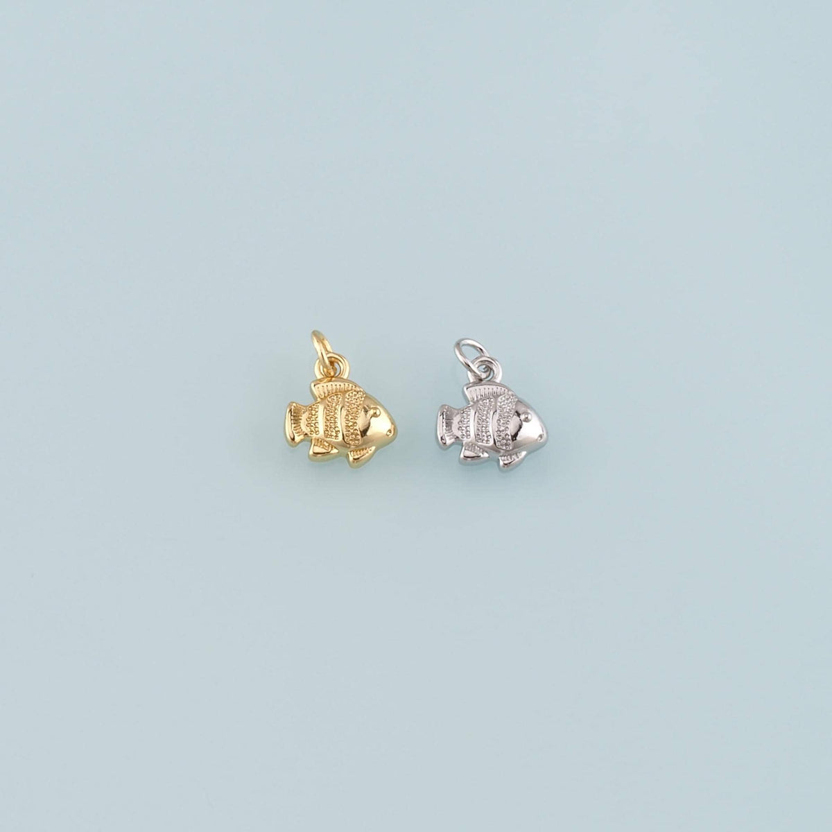 Gold Fish Charms,18K Gold Filled Fish Pendant,Fish Charm Bracelet Necklace for DIY Jewelry Making Supply