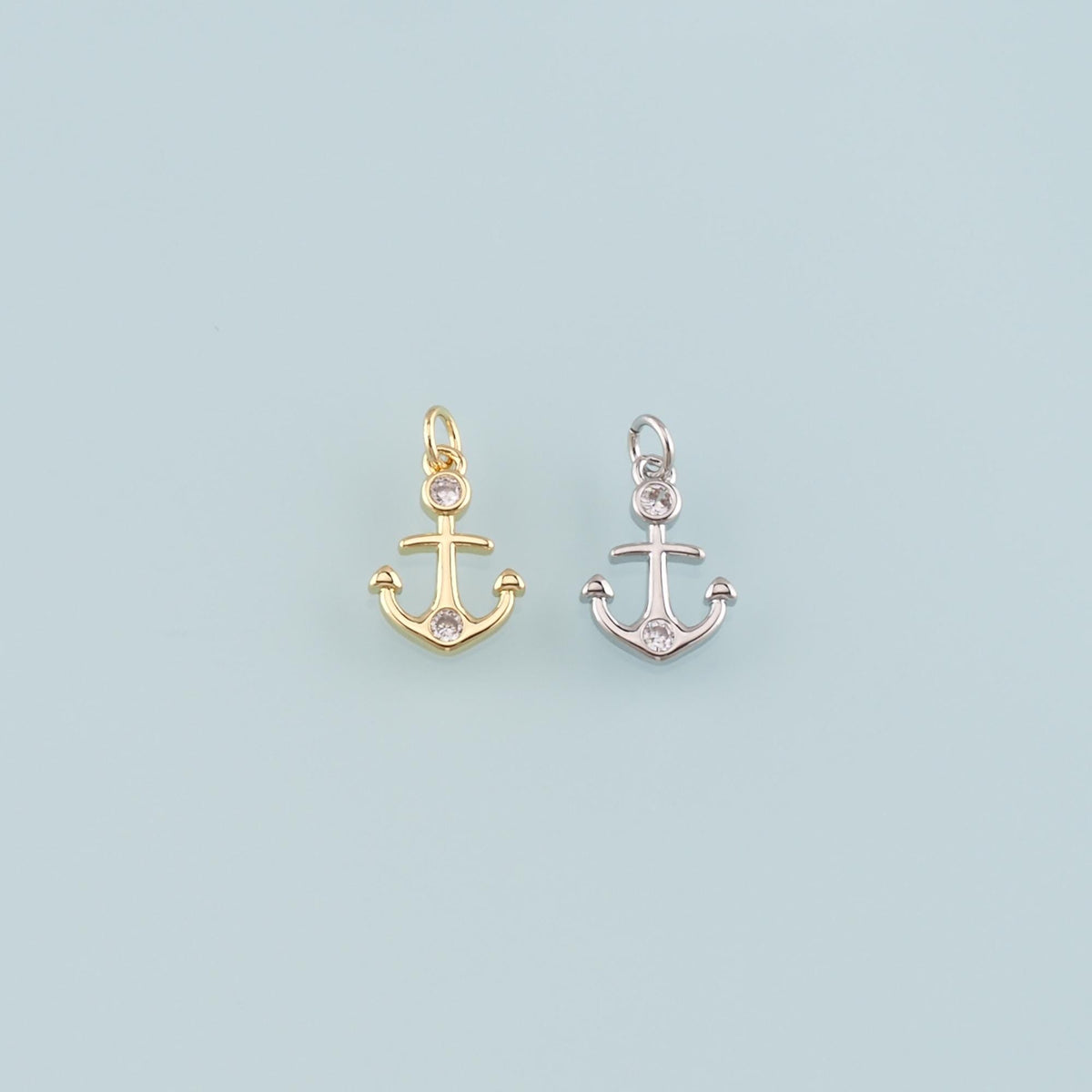 Gold Anchor Charms,18K Gold Filled CZ Micro Pave Anchor Pendant Charm Bracelet Necklace for DIY Jewelry Making Supply