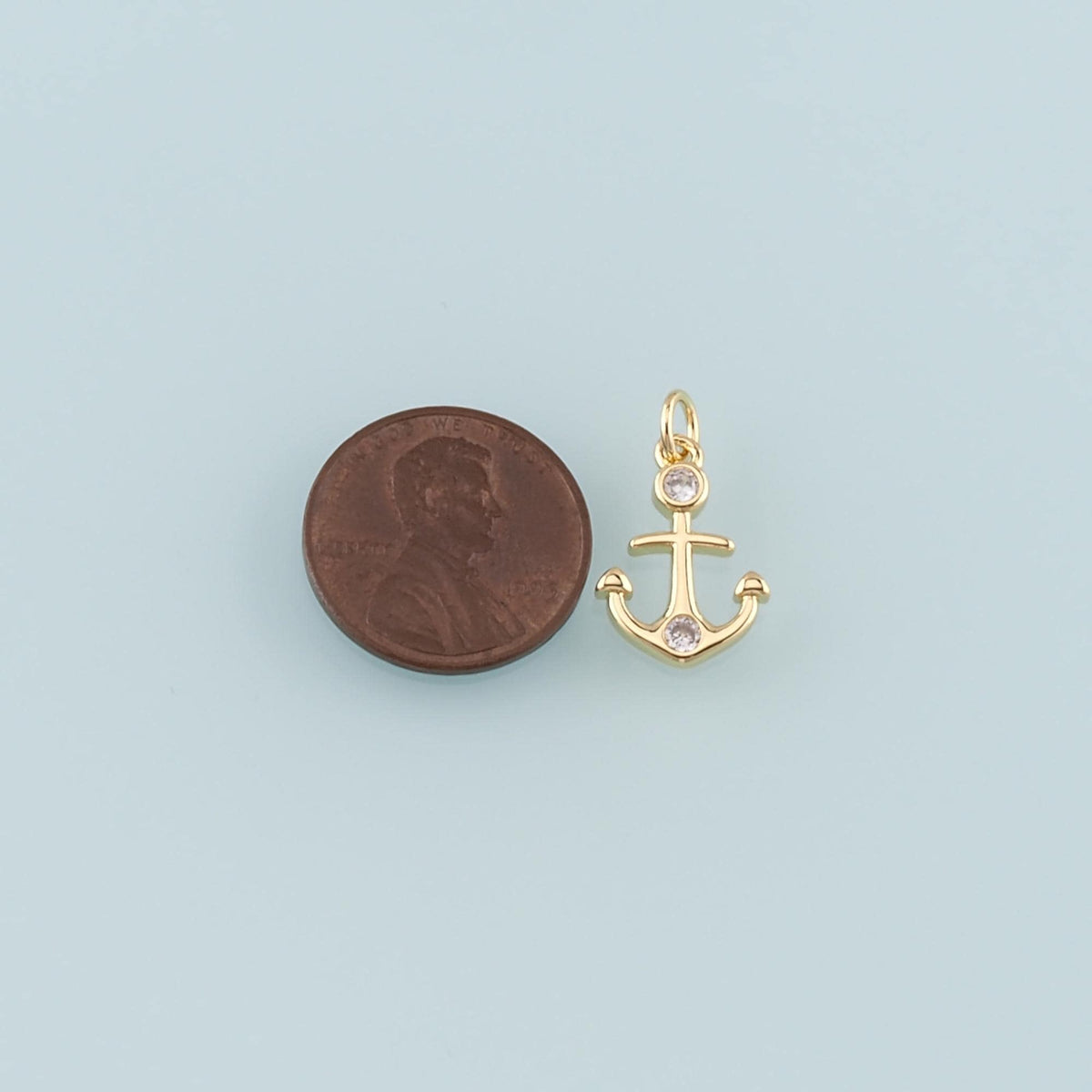 Gold Anchor Charms,18K Gold Filled CZ Micro Pave Anchor Pendant Charm Bracelet Necklace for DIY Jewelry Making Supply