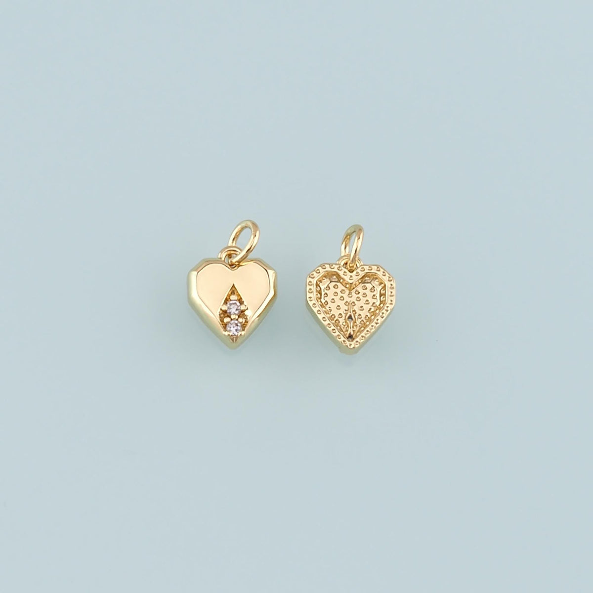 18K Gold Filled Heart Pendant,CZ Micro Pave Heart Charm Bracelet Necklace for DIY Jewelry Making Supply