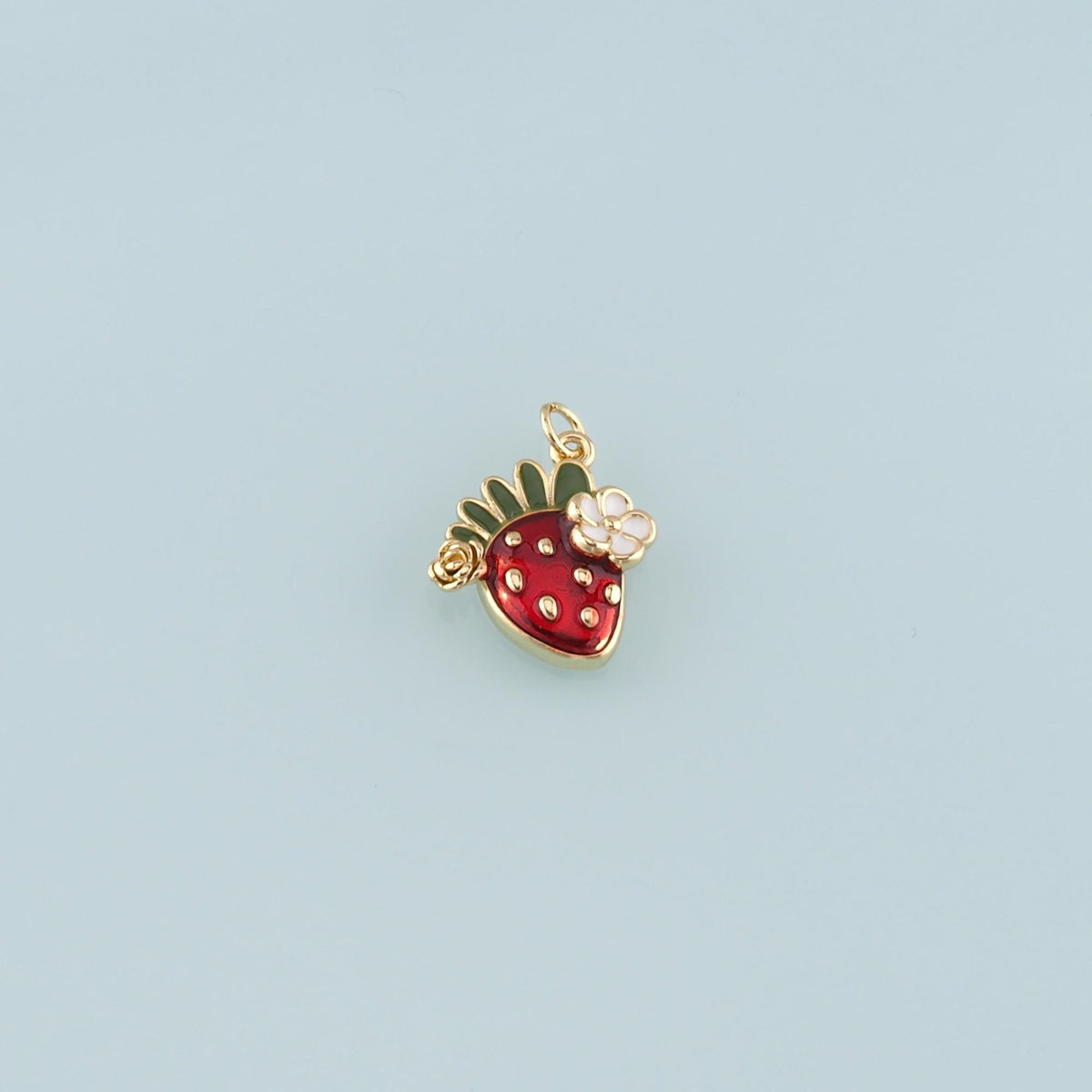 Gold Strawberry Charms,18K Gold Filled Strawberry Pendant,Enamel Fruit Charm Bracelet Necklace for DIY Jewelry Making Supply