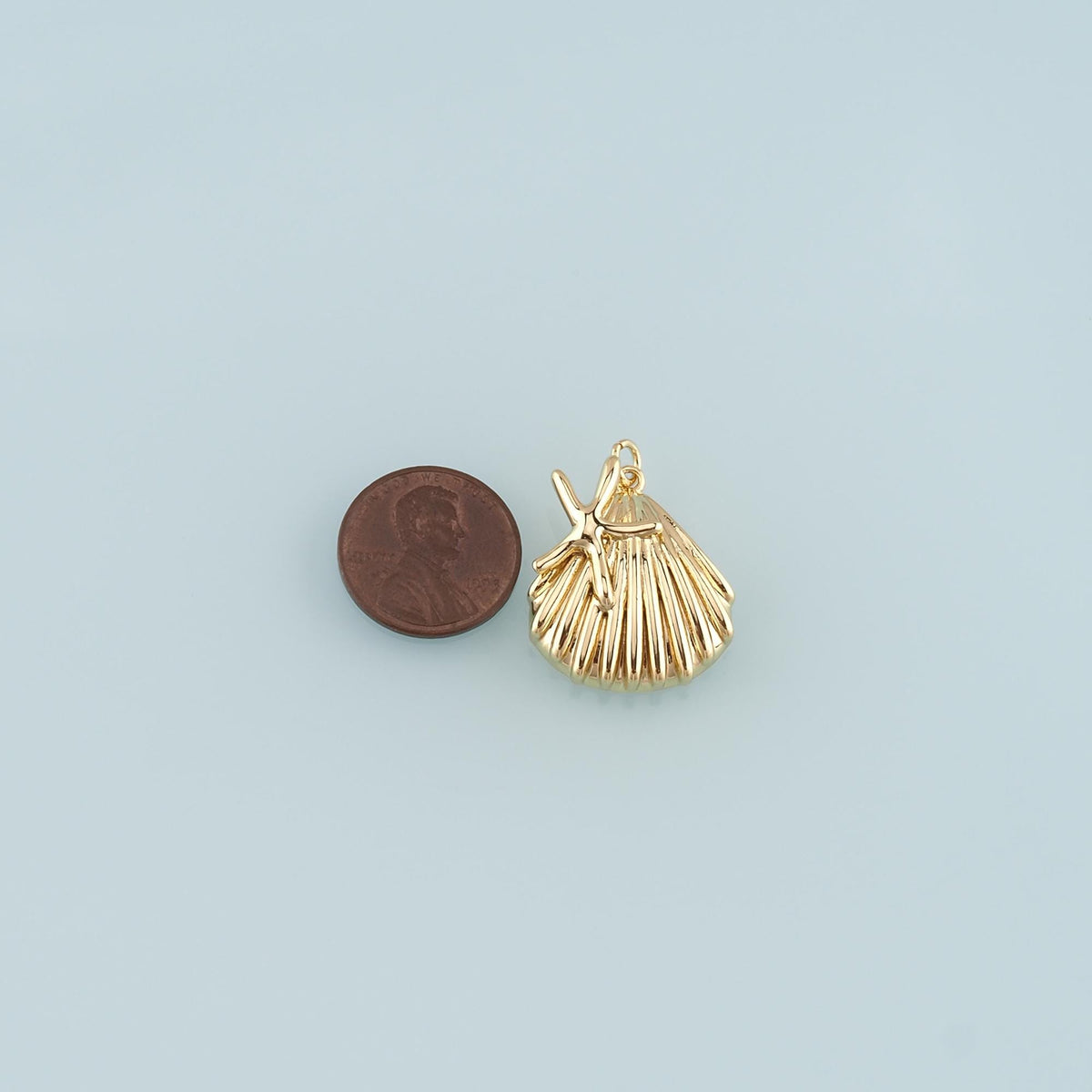 Gold Shell Charm,18K Gold Filled Shell Conch Pendant,Starfish Charm Bracelet Necklace for DIY Jewelry Making Supply