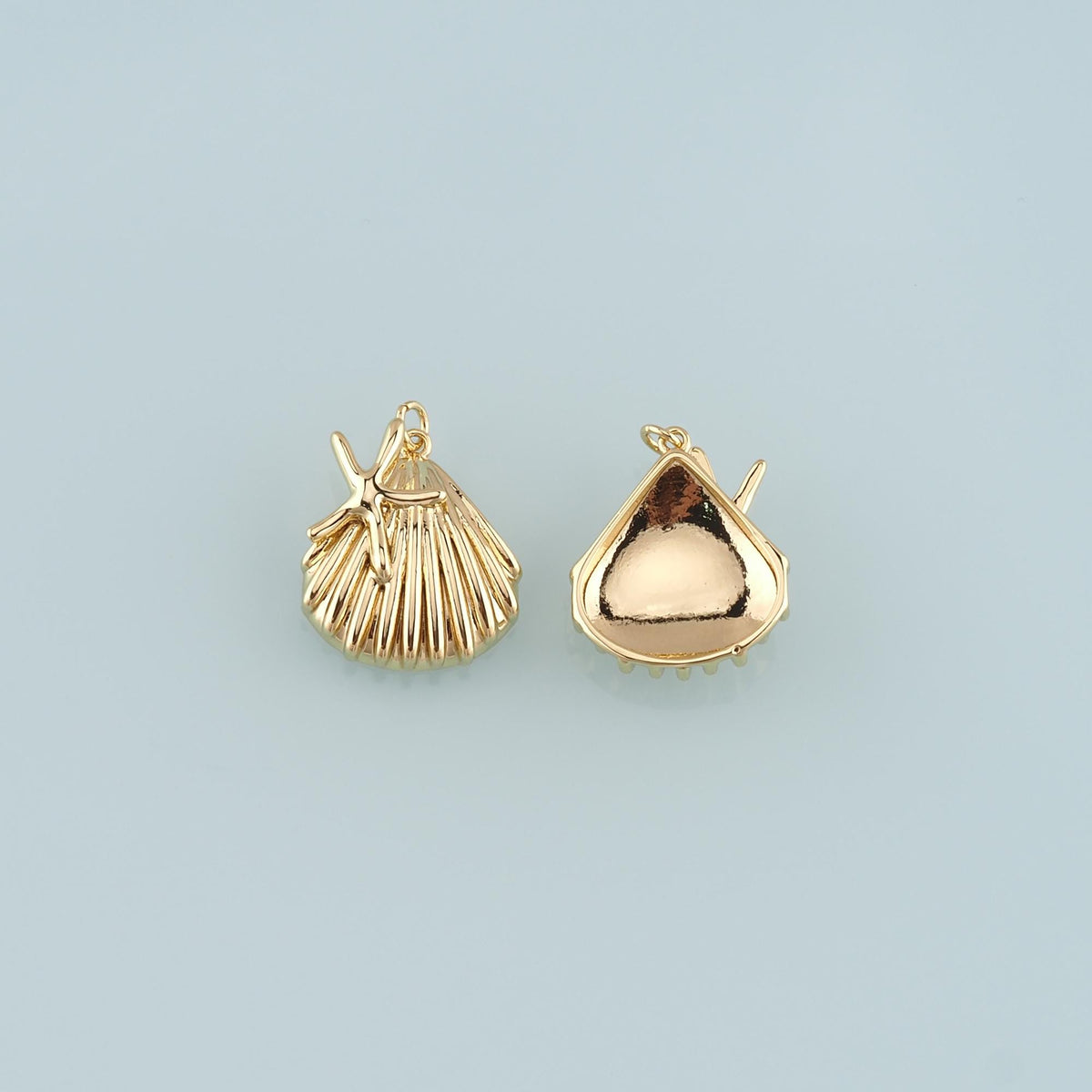 Gold Shell Charm,18K Gold Filled Shell Conch Pendant,Starfish Charm Bracelet Necklace for DIY Jewelry Making Supply