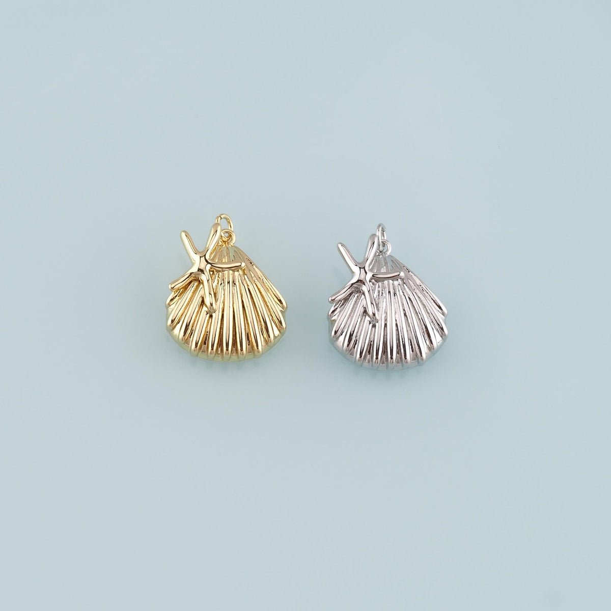 Gold Shell Charm,18K Gold Filled Shell Conch Pendant,Starfish Charm Bracelet Necklace for DIY Jewelry Making Supply